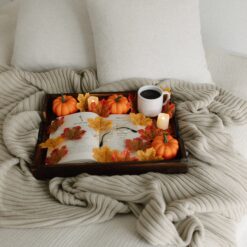 pumpkin tea fall vibes autumn warm cozy bed