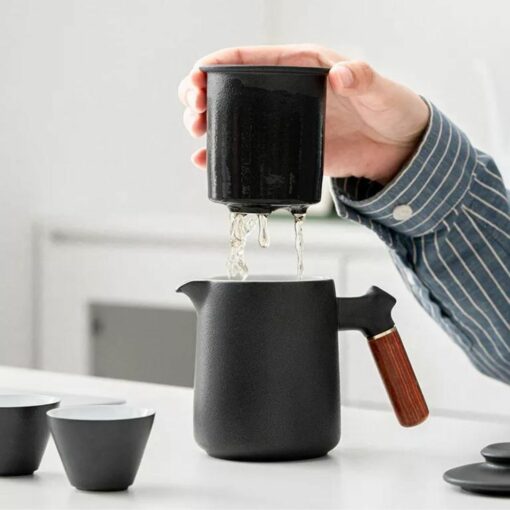 black ceramic ninja pot